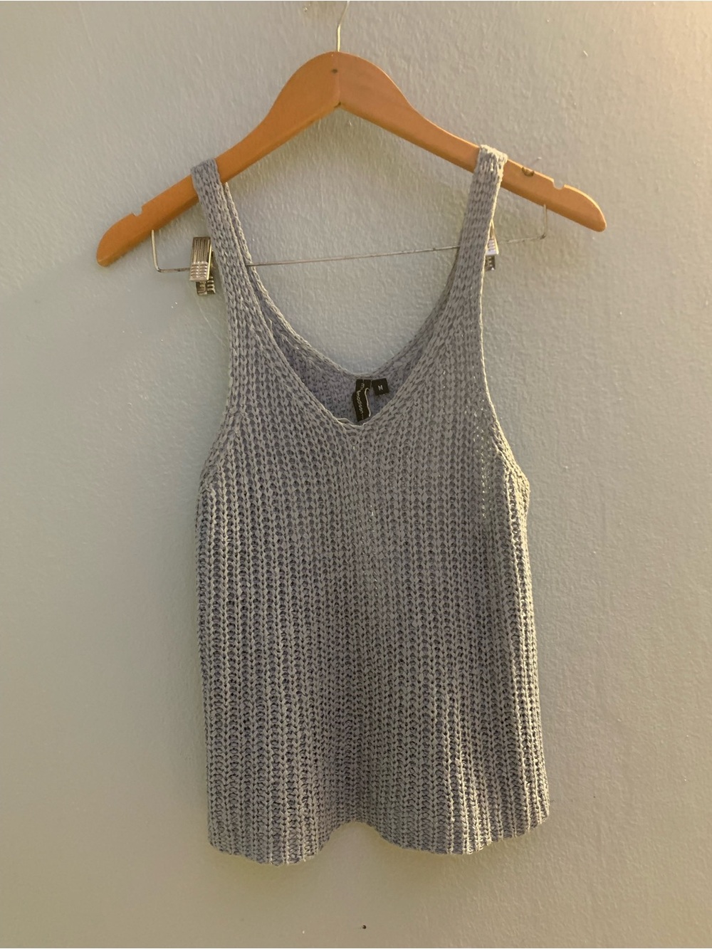 Light Gray Knit V-Neck Tank Top